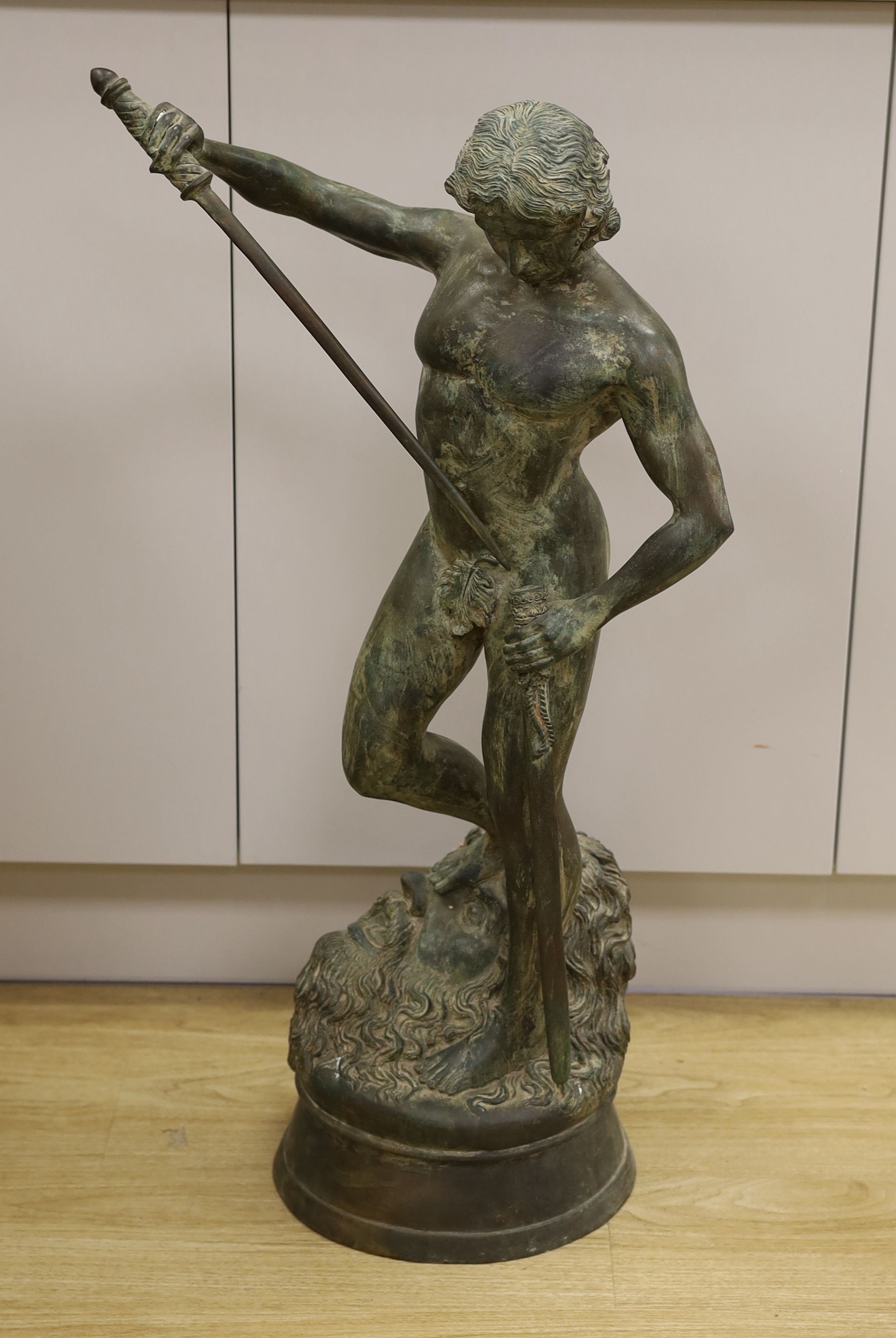 A large Italian bronze figure of David and the head of Goliath - 83cm tall